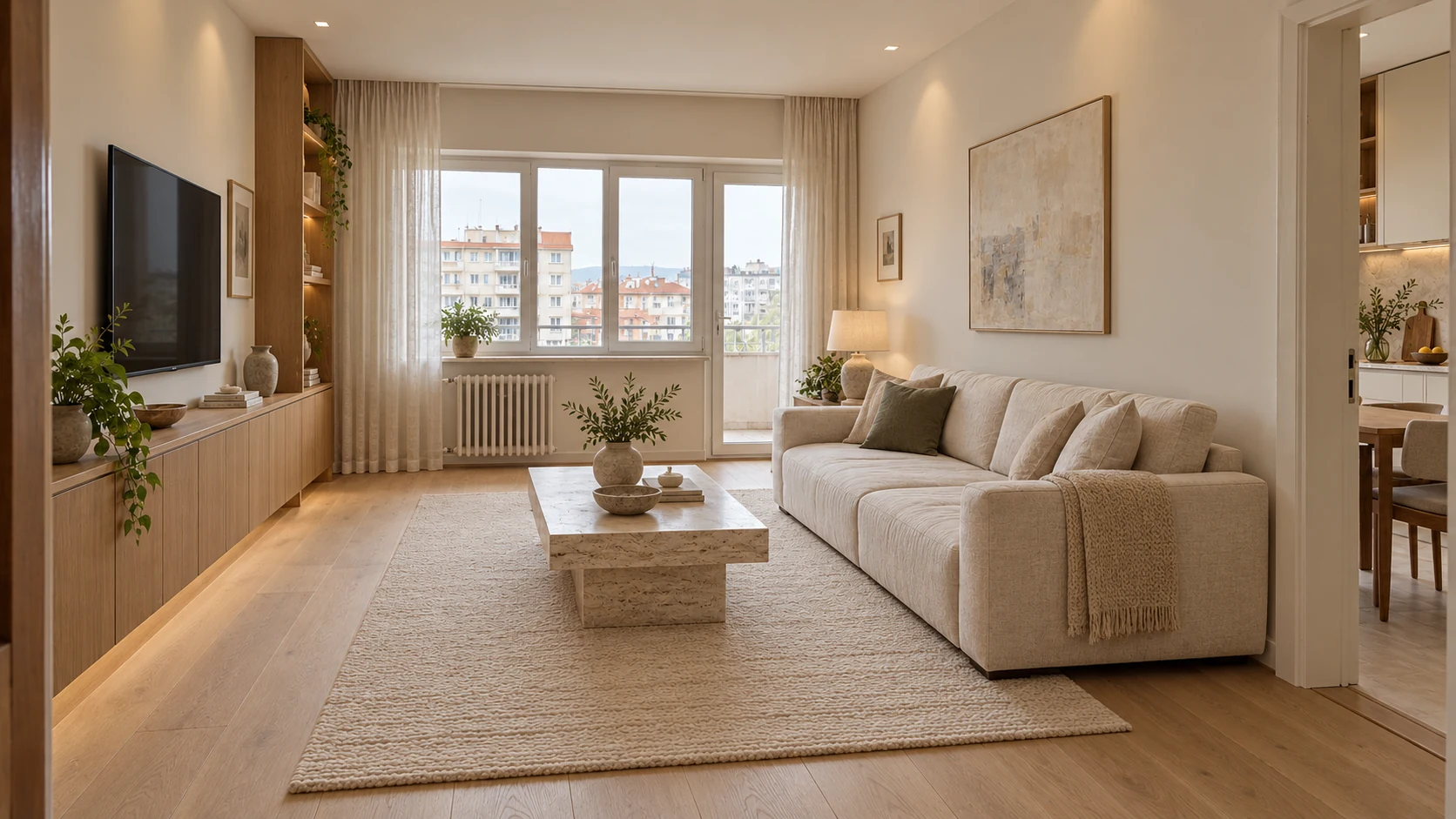 Yenilenmiş çağdaş salon; temsili görsel